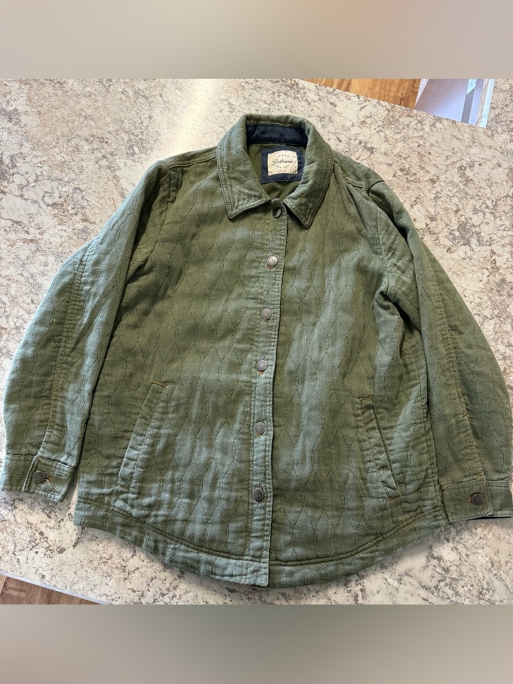 Jachs Olive Green Quilted Button-Front Utility Jacket